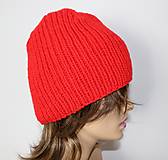 Čiapky, čelenky, klobúky - Pletená merino čiapka v nádhernej červenej farbe - 14953963_