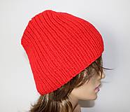 Čiapky, čelenky, klobúky - Pletená merino čiapka v nádhernej červenej farbe - 14953964_