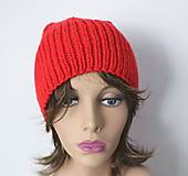 Čiapky, čelenky, klobúky - Pletená merino čiapka v nádhernej červenej farbe - 14953966_