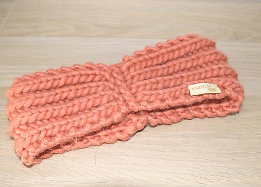 Čiapky, čelenky, klobúky - NATURAL WOOL - pletená EXTRAhrubá čelenka - 14953869_