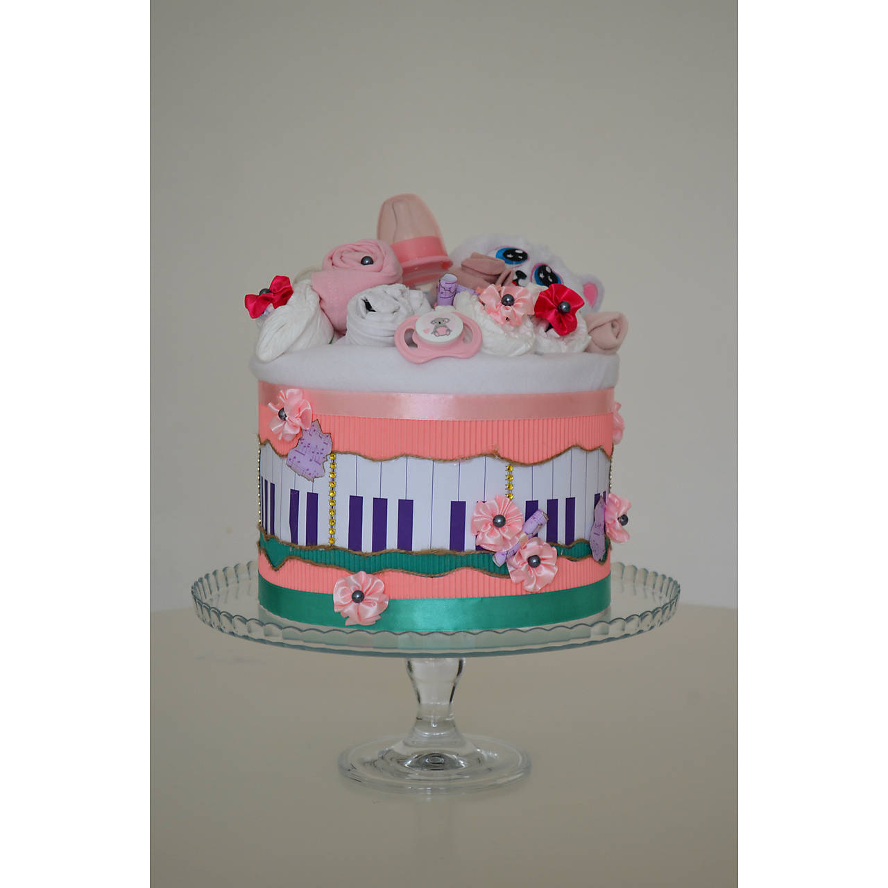 Plienková torta -  KLAVÍR  (pre chlapca - veľkosť plienok č.6 (nad 15kg))