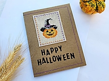 Papiernictvo - Výpredaj - Vyšívaná pohľadnica Halloween "Tekvica" - znížená cena - 14954713_