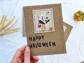 Papiernictvo - Výpredaj - Vyšívaná pohľadnica Halloween "Jazdec" - znížená cena - 14954772_