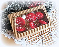 Dekorácie - Plstené vianočné hríby v krabičke - 14953155_