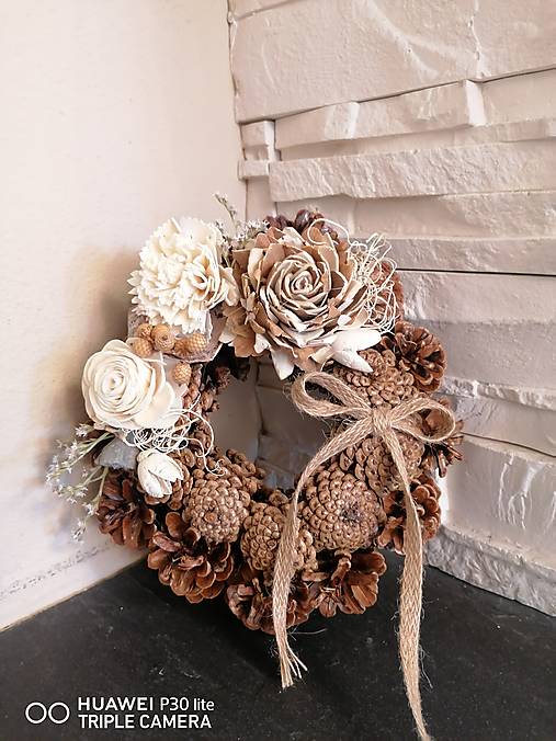 Dekorácie - Prírodný smútočný veniec 20cm - 14952521_