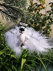 Dekorácie - Angel Teddy - vianočný anjelský medvedík - 14953334_