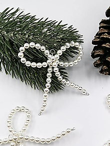 Dekorácie - Vianočná ozdoba - perlová mašľa - 14954326_