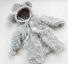 Detské oblečenie - Sivý svetrík s uškami - 14955933_