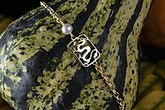 Náramky - Retiazkový náramok drak + perla(chir.oceľ, pozlátené) - 14956388_