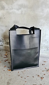 Veľké tašky - ČIERNA kožená shopper kabelka - 14956457_