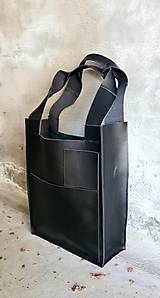 Veľké tašky - ČIERNA kožená shopper kabelka - 14956458_