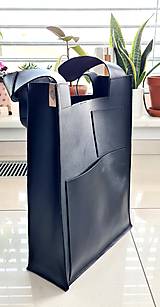 Veľké tašky - ČIERNA kožená shopper kabelka - 14956464_
