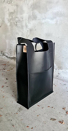 Veľké tašky - ČIERNA kožená shopper kabelka - 14956462_
