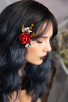 Ozdoby do vlasov - Kvetinový mini hrebienok "čaj s chuťou jesene" - 14958472_