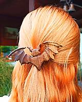 Ozdoby do vlasov - Drevená spona - netopierik - 14957137_
