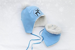 Detské súpravy - Zimný set  Reindeer soft blue - 14959335_