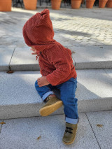 Detské oblečenie - Menčestrový kabátik "terracotta" - 14961481_
