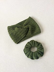 Čiapky, čelenky, klobúky - Set: čelenky a gumičky / 37 farieb  (Zelená vojenská) - 14961834_