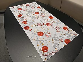 Úžitkový textil - Vianočná červená štóla "vianočné gule na retiazke" - 14961054_