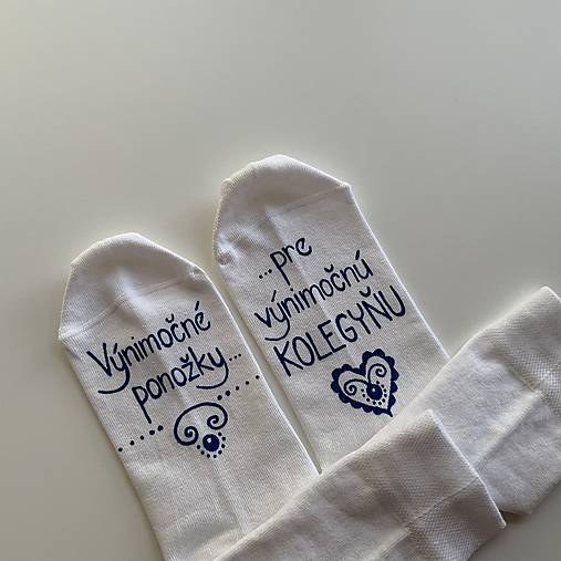 Maľované ponožky pre super KOLEGYŇU (Biele)