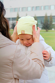 Detské čiapky - Set čiapok mama a dcéra - žltá pastel - 14961014_