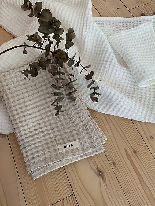 Úžitkový textil - Ľanový vaflový uterák | Waffle uterák  - 14960869_