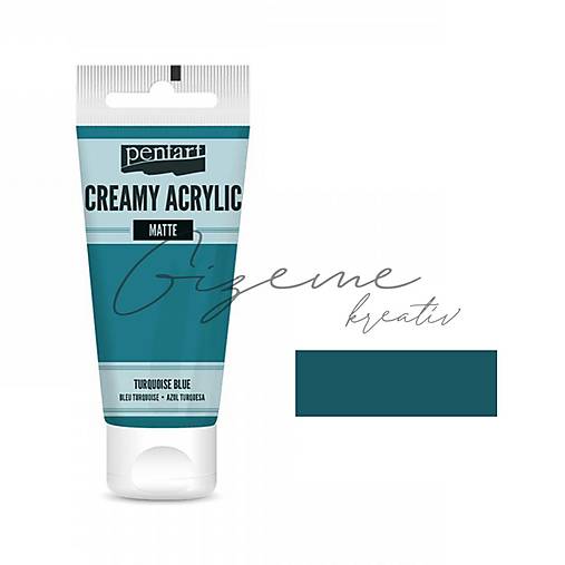 Farby-laky - Krémová akrylová farba 60 ml matná - Tyrkysová modrá P29760 - 14960554_