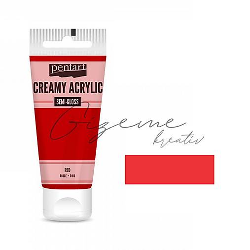 Farby-laky - Krémová akrylová farba 60 ml pololesklá - Červená P27939 - 14961078_