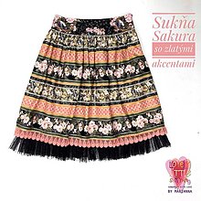 Sukne - Sukňa Sakura so zlatými akcentami - 14964177_