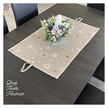 Úžitkový textil - Vianočná štola na stol zlaté hviezdičky - 14966305_