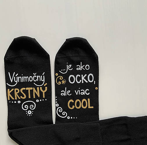 Maľované ponožky pre KRSTNÚ/KRSTNÉHO, ktorí sú výnimoční a COOL (len pre krstného - čierne - 1 pár)