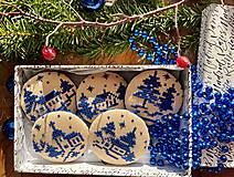 Dekorácie - Vianočné ozdoby vyšívané - Dedinka modrá - 14964957_