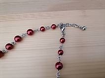 Sady šperkov - Náhrdelník + náušnice - bordové perly - chirurgická oceľ - 14967289_