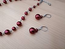 Sady šperkov - Náhrdelník + náušnice - bordové perly - chirurgická oceľ - 14967290_