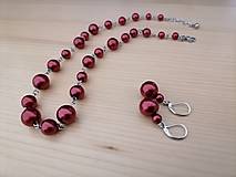 Sady šperkov - Náhrdelník + náušnice - bordové perly - chirurgická oceľ - 14967300_