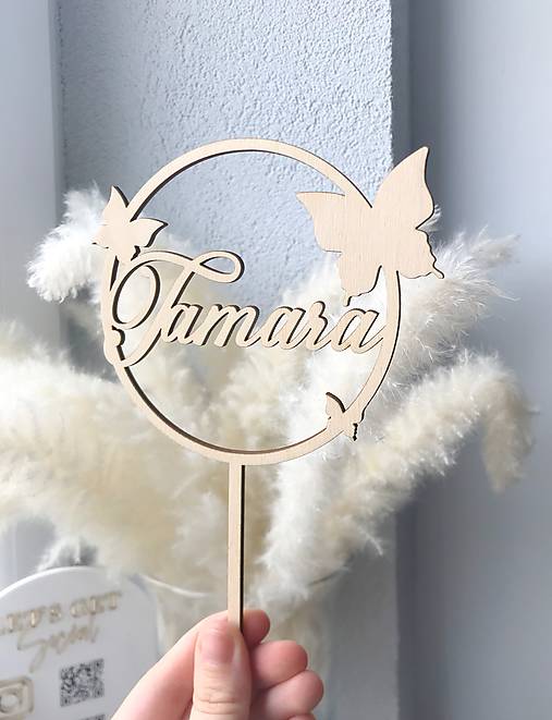 Dekorácie - Zápich s menom - motýle - 14970230_