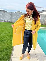 Bundy a kabáty - Jesenný kabát z flaušu s kašmírom- pastelovo žltá - 14968736_