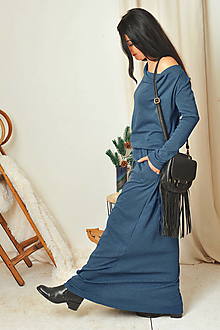 Šaty - BOHO šaty teplé - modré - 14969281_