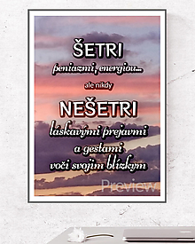 Grafika - Motivačný poster (ne)Šetrenie (neskorší západ) - 14967760_