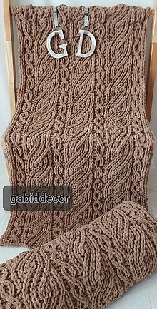 Úžitkový textil - Deka jemnučká a ľahká/prehoz na sedaciu súpravu z vlny puffy fine - hnedá (Rozmery cca (120 x 65) cm, farba hnedá) - 14971309_