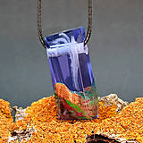 Náhrdelníky - Drevo epoxidový náhrdelník v modrom - 14972688_