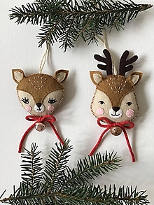 Dekorácie - Vianočná srnka a jelenček - ozdoby na stromček - 14970985_
