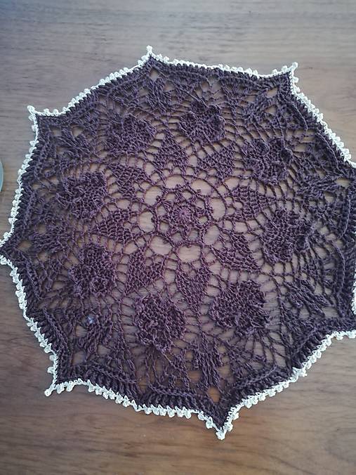 Úžitkový textil - Háčkovaná hnedá dečka s béžovým lemom - 14973588_