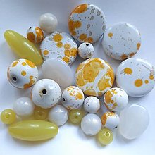 Korálky - Korálky MIX plast (žltá) - 14975453_