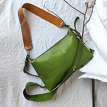 Kabelky - Kožená kabelka Anais Raw (zelená) - 14973292_