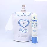 Detské oblečenie - Modrá košieľka na krst s krásnym ornamentovým srdiečkom a krížikom - 14974384_