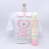Detské oblečenie - Ružová košieľka na krst s krásnym ornamentovým srdiečkom a krížikom - 14975796_
