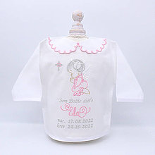 Detské oblečenie - Vyšívaná košieľka na krst "Ružový anjelik s krížikom" (Košieľka + SBD) - 14973555_