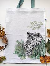 Nákupné tašky - Maľovaná ľanová taška Leopard - 14975621_