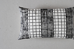 Úžitkový textil - Linorytový polštář / Grid černá / Sleva - 14979021_
